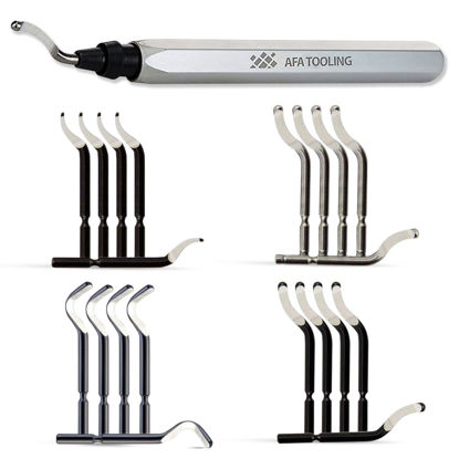 Picture of AFA Tooling - Deburring Tool with 20 Extra High Speed Steel Blades - Works on Metal, Resin, PVC Pipes, Copper, Plastic and 3D Printed Edges - Plumbing & 3D Printing Burr Removal Reamer Tool