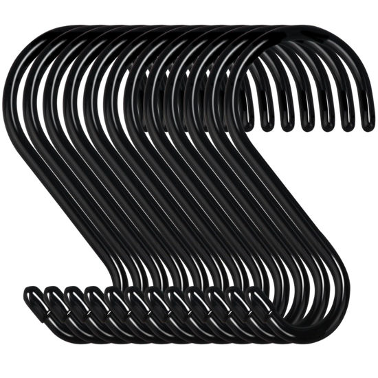 Picture of 4 Inch 12 Pack S Hooks Heavy Duty,Large Vinyl Coated S Hooks for Hanging Plants,Black Rubber Coated S Hooks Non Slip Metal S Hanger for Hanging Closet,Garden, Jeans Plants Jewelry Pot Pan Cups Towels
