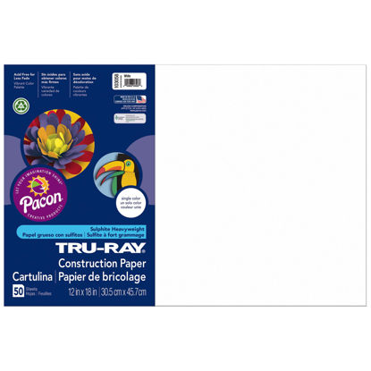 Picture of Tru-Ray® Construction Paper, 50% Recycled, 12" x 18", White, Pack Of 50
