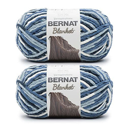 Picture of Bernat Blanket Faded Blues Yarn - 2 Pack of 300g/10.5oz - Polyester - 6 Super Bulky - 220 Yards - Knitting/Crochet