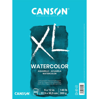 Picture of Canson XL Series Watercolor Textured Paper Pad for Paint, Pencil, Ink, Charcoal, Pastel, and Acrylic, Fold Over, 140 Pound,, 9” x 12”, 2 Pack, Fold Over Cover, 30 Sheets