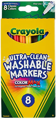 Picture of Crayola® Ultra-Clean Washable Color Markers, Thin Line, Assorted Classic Colors, Box Of 8