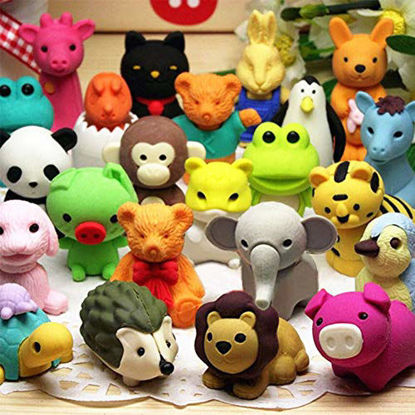 Picture of 34Pcs Animal Erasers Bulk Mini Pencil Erasers Puzzle Erasers Desk Pets Assembly Puzzle Kids Erasers for Party Favors,Classroom Students Prizes, Easter Egg Fillers,Carnival Gifts,School Supplies Gift
