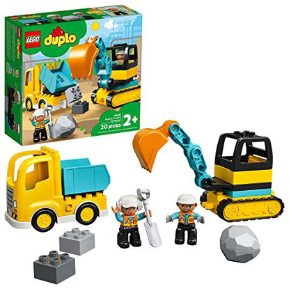 Picture of LEGO DUPLO Town Truck & Tracked Excavator Construction Vehicle 10931 Toy for Toddlers 2-4 Years Old Girls & Boys, Fine Motor Skills Development and Learning Toy