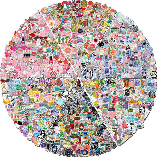 Picture of Arme 600 PCS Stickers Pack，Cute Colorful Waterproof Stickers，Vinyl Art Stickers.Stickers for Water Bottles,Skateboards and Notebooks, Laptop Stickers for Teens Girls Kids Adults
