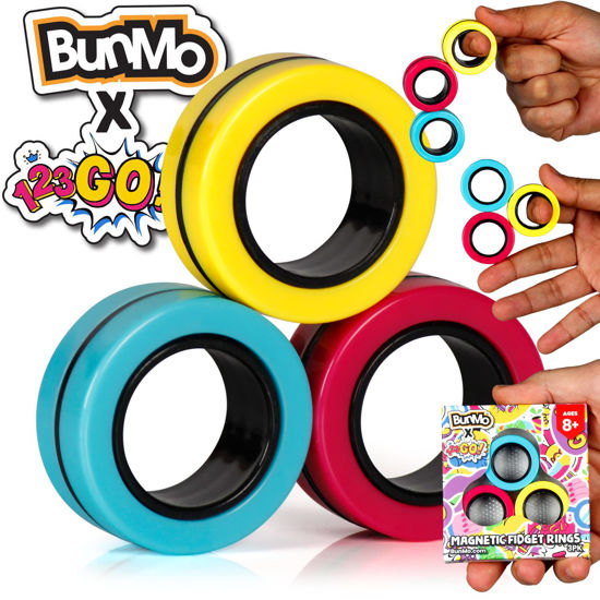 BUNMO Magnetic Rings Multicolored | Fidget Toys Adults | Magnetic Fidget  Rings | Endless Hours of Fun | Spin, Connect & Play | Addictive Fidget Toy