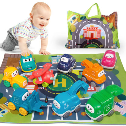 Picture of ALASOU 9 Sets Baby Truck Car Toy and Playmat/Storage Bag|Baby Toys 12-18 Months|Toys for 1 2 3 Year Old Boy|1st Birthday Gifts for Infant Toddlers