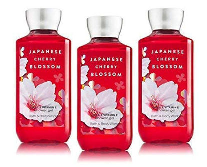 Picture of Japanese Cherry Blossom Shower Gel Body Wash - Set of THREE (3) bottles (10 oz ea) -- Bath & Body Works Signature Collection