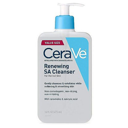 Picture of CeraVe SA Cleanser | Salicylic Acid Cleanser with Hyaluronic Acid, Niacinamide & Ceramides| BHA Exfoliant for Face | Fragrance Free Non-Comedogenic | 16 Ounce