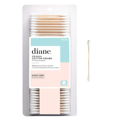 Picture of Diane Cotton Swabs, Sturdy Wood Base, 375 ct. 1-Pack - Super Soft for Sensitive Skin, Gentle on Face, Makeup and Beauty Applicator, Nail Polish Removal, 3 inches long for Beauty, Personal Care,Crafts
