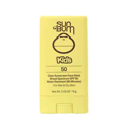 Picture of Sun Bum Kids SPF 50 Clear Sunscreen Face Stick | Wet or Dry Application | Hawaii 104 Reef Act Compliant (Octinoxate & Oxybenzone Free) Broad Spectrum UVA/UVB Sunscreen | 0.53 oz