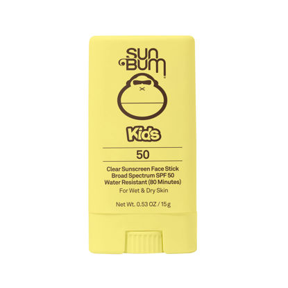 Picture of Sun Bum Kids SPF 50 Clear Sunscreen Face Stick | Wet or Dry Application | Hawaii 104 Reef Act Compliant (Octinoxate & Oxybenzone Free) Broad Spectrum UVA/UVB Sunscreen | 0.53 oz