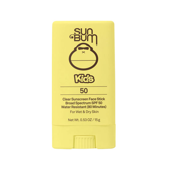 Picture of Sun Bum Kids SPF 50 Clear Sunscreen Face Stick | Wet or Dry Application | Hawaii 104 Reef Act Compliant (Octinoxate & Oxybenzone Free) Broad Spectrum UVA/UVB Sunscreen | 0.53 oz