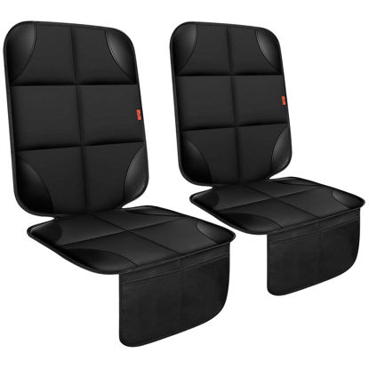 Picture of XHYANG Car Seat Protector 2 Pack Car Seat Cushion Mat Thickest Padding,Waterproof 600D Fabric Car Seat Covers for Non-Slip Backing Mesh Pockets for Baby and Pet(2 Seat Protector)