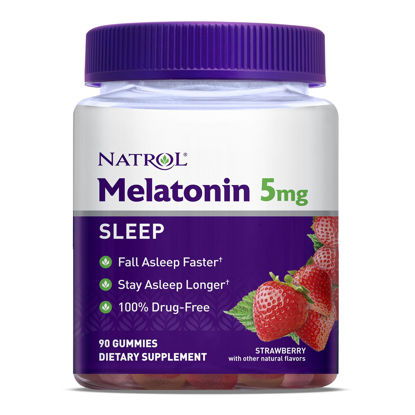 Picture of Natrol Melatonin 5mg, Dietary Supplement for Restful Sleep, 90 Strawberry-Flavored Gummies, 45 Day Supply