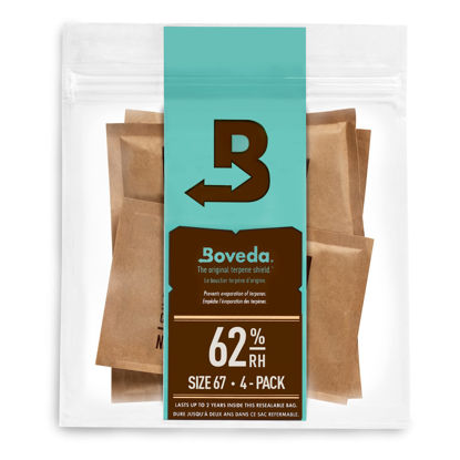 Picture of Boveda 62% Two-Way Humidity Control Packs For Storing 1 lb - Size 67 - 4 Pack - Moisture Absorbers for Storage Containers - Humidifier Packs - Hydration Packets in Resealable Bag