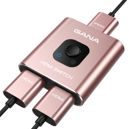 Picture of HDMI Switch 4k@60hz Splitter, GANA Aluminum Bidirectional HDMI Switcher 2 in 1 Out, Manual HDMI Hub Supports HD Compatible with Xbox PS5/4/3 Blu-Ray Player Fire Stick Roku (1 Display at a Time)