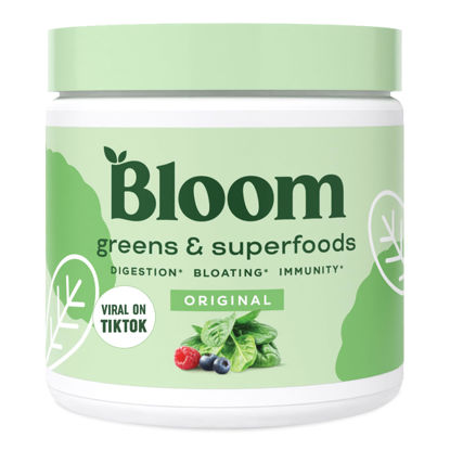Picture of Bloom Nutrition Super Greens Powder Smoothie & Juice Mix - Probiotics for Digestive Health & Bloating Relief for Women, Digestive Enzymes with Superfood Spirulina & Chlorella for Gut Health (Original)