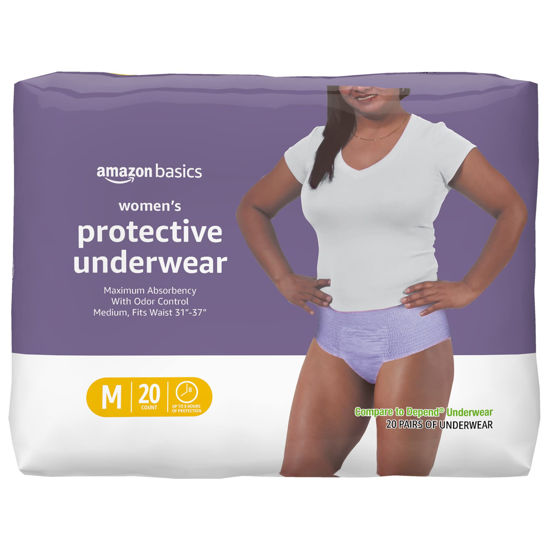 GetUSCart-  Basics Incontinence & Postpartum Underwear for Women,  Maximum Absorbency, Medium, 20 Count, Lavender (Previously Solimo)