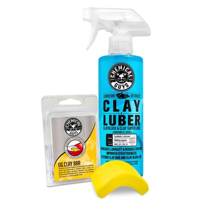 Picture of Chemical Guys CLY_113 OG Clay Bar & Lubber Synthetic Lubricant Kit, Light/Medium Duty, 16 oz (2 Items), Yellow