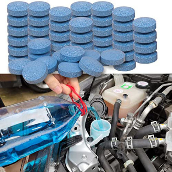 Picture of 100 Pieces Car windshield washer fluid Concentrated Clean Tablets,New Formula windshield wiper fluid Solid Effervescent Tablet.Remove glass stains,Clear vision(Use With De-icer or Methanol for Winter).