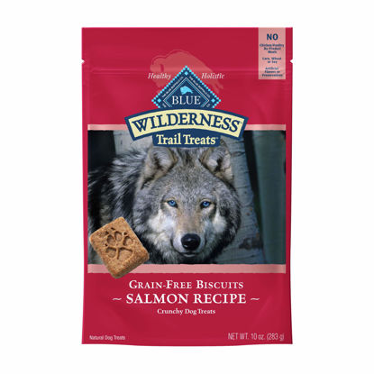 Picture of Blue Buffalo Wilderness Trail Treats High Protein Grain Free Crunchy Dog Treats Biscuits, Salmon Recipe 10-oz Bag