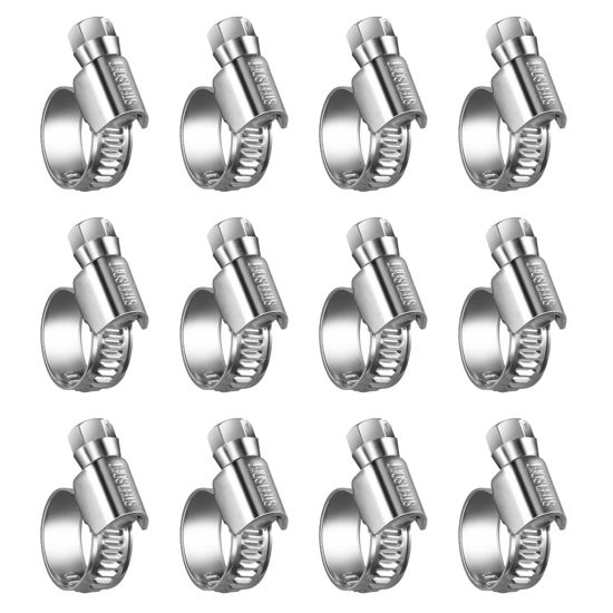 GetUSCart- STEELSOFT Heavy Duty High Pressure 3/8 inch Hose Clamp Size#4,  3/8-5/8Adjustable Worm Gear Drive Small Mini Hose Clamps Stainless Steel  Tube Clamp for Fuel Injection Gas Line/Automotive, 12 Pack