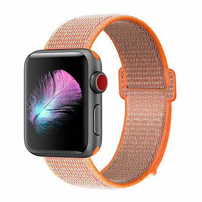 Picture of HILIMNY Compatible for Apple Watch Band 38mm, New Nylon Sport Loop, with Hook and Loop Fastener, Adjustable Closure Wrist Strap, Replacement Band Compatible for iwatch, 38mm, Spicy Orange
