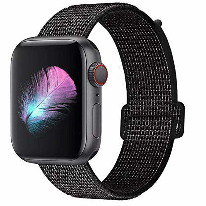 Picture of HILIMNY Compatible for Apple Watch Band 38mm 40mm, New Nylon Sport Loop, Adjustable Closure Wrist Strap, Replacement Band Compatible for iWatch Series 4 3 2 1(40mm, Black Nike)
