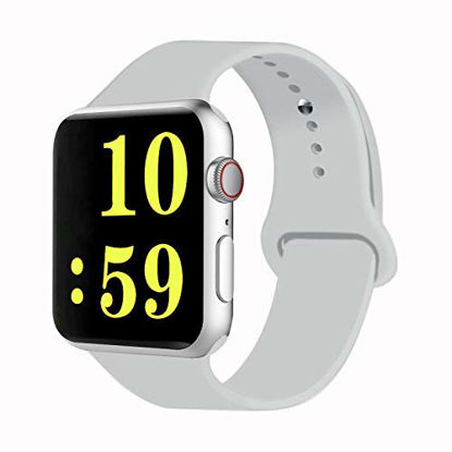 Picture of VATI Sport Band Compatible for Apple Watch Band 42mm 44mm, Soft Silicone Sport Strap Replacement Bands Compatible with 2019 Apple Watch Series 5, iWatch 4/3/2/1, 42MM 44MM S/M (Soft White)
