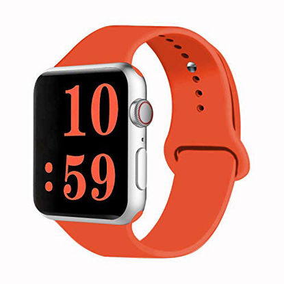 Picture of VATI Sport Band Compatible for Apple Watch Band 42mm 44mm, Soft Silicone Sport Strap Replacement Bands Compatible with 2019 Apple Watch Series 5, iWatch 4/3/2/1, 42MM 44MM M/L (Orange)