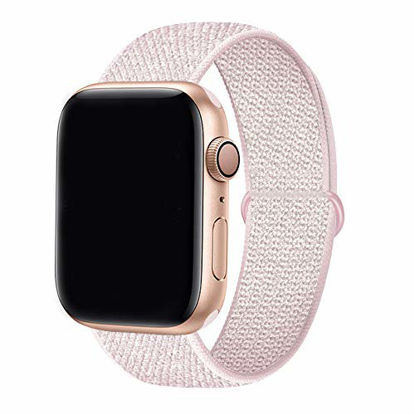 Picture of YC YANCH Sport Loop Compatible with Watch Band 38mm/ 40mm, Breathable Soft Nylon Strap Replacement Compatible for iWatch Series 1/2/3/4/5/6/SE (38mm/40mm, Pearl Pink)