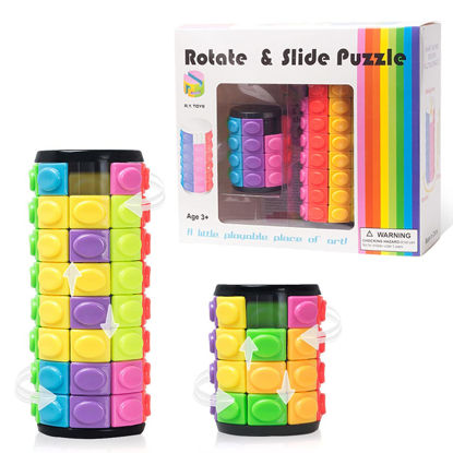 Picture of R.Y.TOYS Rotate and Slide Puzzle-Patented Fidget Cube(Restore Order/Create Patterns) 8 Colors,4 and 8 Layers-Detach Piece for Quick Play,Fidget Toys,Brain Teaser,Sensory Toys,Birthday Gifts