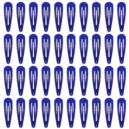Picture of 40 Counts Colorful Metal Snap Hair Clips 2 Inch Barrettes for Women Accessories (royal blue)