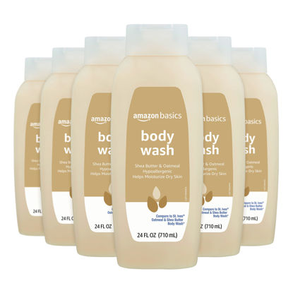 Picture of Amazon Basics Shea Butter and Oatmeal Body Wash, 24 Fluid Ounces, 6-Pack (Previously Solimo)