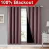 Picture of NICETOWN 100% Blackout Window Curtain Panels, Full Light Blocking Drapes with Black Liner for Nursery, 72-inch Drop Thermal Insulated Draperies (Dry Rose, 2 Pieces, 52-inch Wide Per Panel)