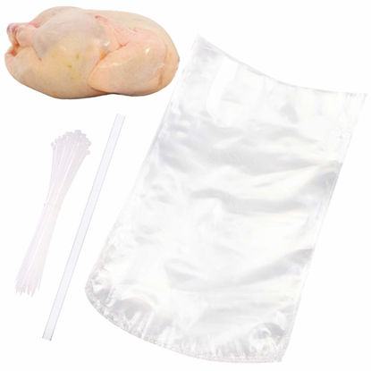 Picture of Poultry Shrink Bags,30Pack 13x18Inches Clear Poultry Heat Shrink Wrap BPA Free Freezer Safe With 30 Zip Ties,a Silicone Straw for Chickens,Rabbits