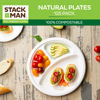 Picture of 100% Compostable 10 Inch Heavy-Duty Plates [125-Pack] 3 Compartment Eco-Friendly Disposable White Bagasse Plate, Made of Natural Sugarcane Fibers - 10" Biodegradable Paper Plates by Stack Man