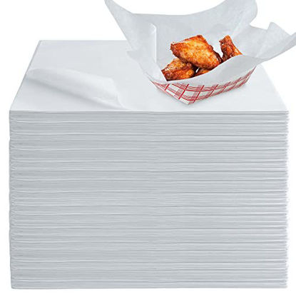Picture of Stock Your Home 12 x 12 Grease Proof Deli Wrapper (500 Pack) - Pre Cut Natural Wax Paper Sheets - Recyclable Food Basket Liners - White Deli Papers For Sandwiches, Lining Wire Food Baskets, Food Trays