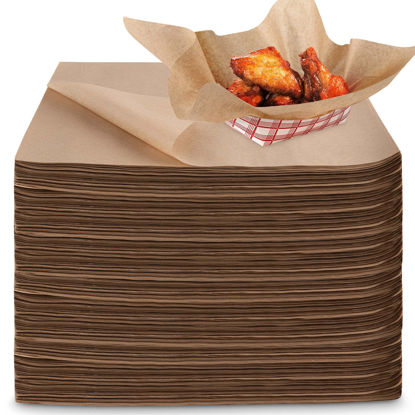 Picture of Stock Your Home 12 x 12 Grease Proof Deli Wrappers (500 Pack) - Pre Cut Natural Wax Paper Sheets - Recyclable Food Basket Liners -Kraft Deli Squares For Sandwiches, Lining Wire Food Baskets, Food Tray