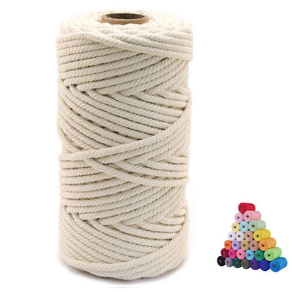 Picture of flipped 100% Natural Macrame Cotton Cord,6mm x 55 Yards Twine String Cord Colored Cotton Rope Craft Cord for DIY Crafts Knitting Plant Hangers Christmas Wedding Decor (Beige, 6mm55yards)