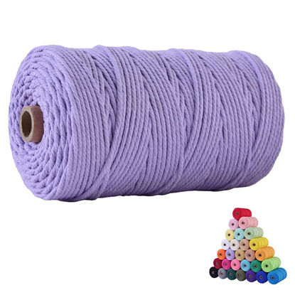 Picture of FLIPPED 100% Natural Macrame Cord,3mm x220 Yards Cotton Macrame Cords Colored Cotton Macrame Rope Craft Cord for DIY Crafts Knitting Plant Hangers Christmas Wedding Decor(Light Purple, 3mm220yards)