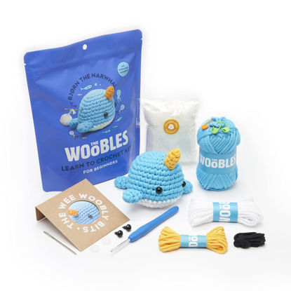Picture of The Woobles Beginners Crochet Kit with Easy Peasy Yarn as seen on Shark Tank - Crochet Kit for Beginners with Step-by-Step Video Tutorials - Bjørn The Narwhal