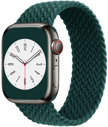 Picture of Proworthy Braided Solo Loop Compatible With Apple Watch Band 42mm 44mm 45mm 49mm for Men and Women, Stretch Nylon Elastic Strap Wristband for iWatch Series Ultra SE 8 7 6 5 4 3 2 1 (Rainforest, S)