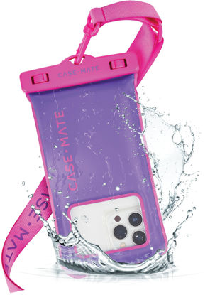 Picture of Case-Mate - IP68 Waterproof Phone Pouch [Touchscreen Compatible] - Floating Waterproof Phone Case w/Crossbody Lanyard for iPhone 14 Pro Max/ 13 Pro Max/ 12 Pro Max/ 11/ S23 Ultra - Purple Paradise