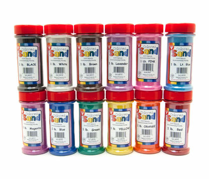 Picture of Hygloss Products Colored Play Sand - Assorted Colorful Craft Art Bucket O' Sand, 12 Containers, 1 lb Each