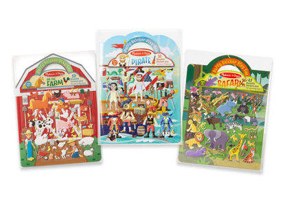Picture of Melissa & Doug Puffy Sticker Play Sets - Safari, Pirate, On the Farm - Reusable Dress Up Doll Stickers, Restickable Puffy Sticker Book For Kids Ages 4+