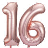 Picture of 16 Balloon Numbers Rose Gold Big Giant Jumbo Number 16 Foil Mylar Balloons for Sweet 16th Birthday Party Supplies 16 Anniversary Events Decorations