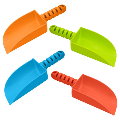 Picture of 4E's Novelty 4 Pack Beach Shovels 8 Inch, Heavy Duty Plastic Sand Shovel for Kids, - Great for Beach Toys for Kids 3-10, Planting Shovels for Toddlers, Outdoor Digging Sandbox Toys