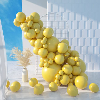 Picture of MOMOHOO Yellow Balloons Garland Arch - 100Pcs 5/10/12/18 Inch Mustard Yellow Balloons Fall Balloons, Sunburst Yellow Balloons for Sunflower Balloons Arch, Honeybee Gender Reveal/Lemon Baby Shower